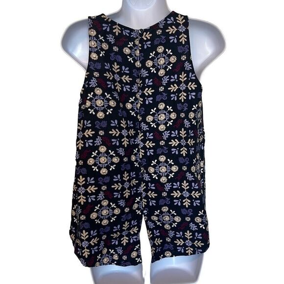 Ann Taylor Factory XS Blue Purple Floral Linen Blend Flowy Top Workwear Office - Picture 2 of 8